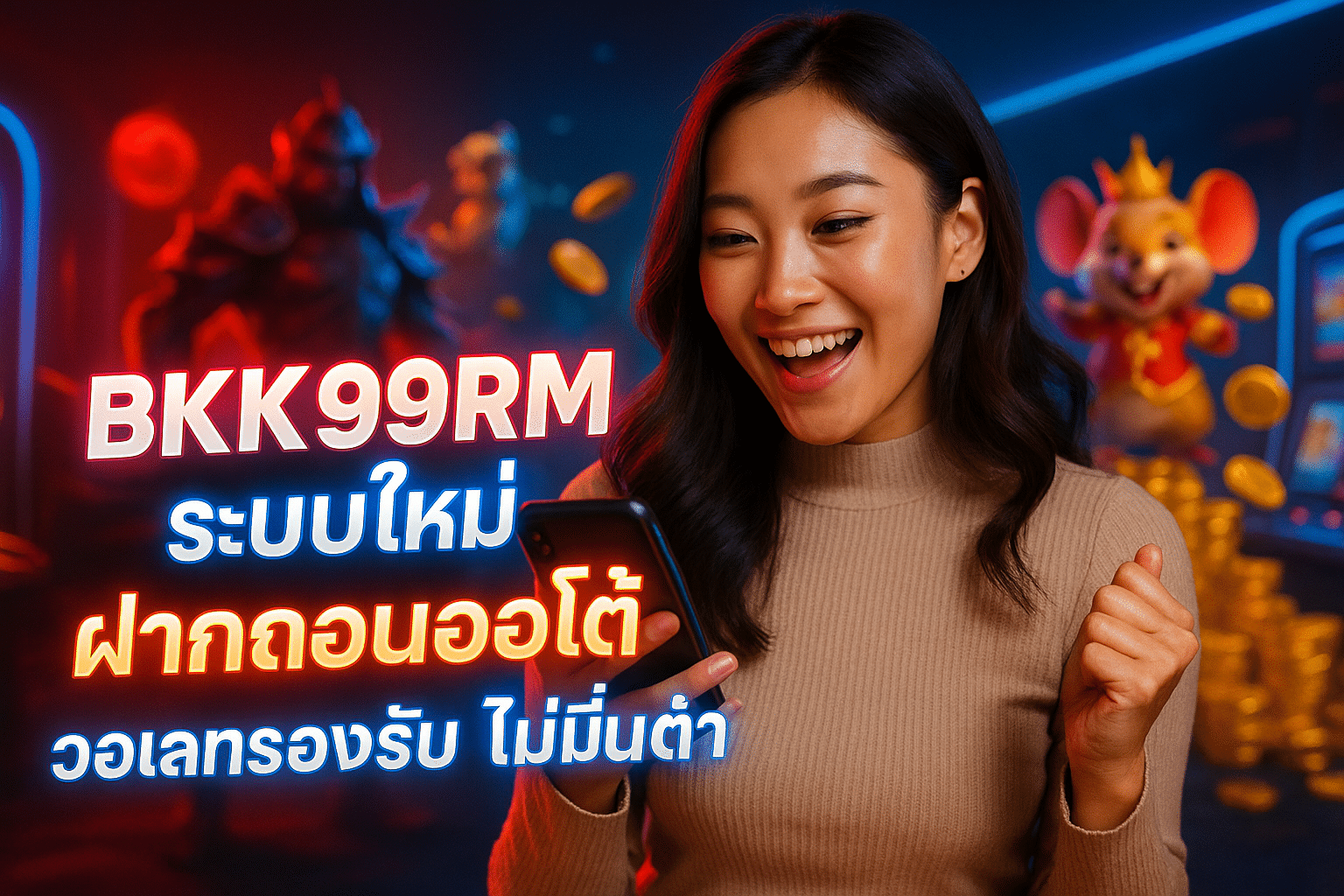 BKK99RM ระบบใหม่ ฝากถอนออโต้ วอเลทรองรับ ไม่มีขั้นต่ำ